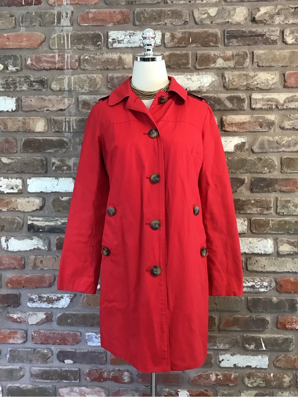 BODEN Women's Classic Chic Red Single-Breasted Trench Coat 6R - Picture 2 of 7